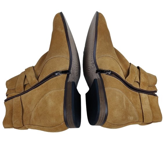 Public Opinion Stevens Camel Tan Suede Leather Buckle Ankle Boots Zipper main image 10